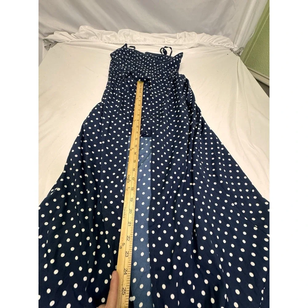 Band of Gypsies Maxi Open Front Dress W/Shorts Combo Woman Sz S Dots Blue Boho N